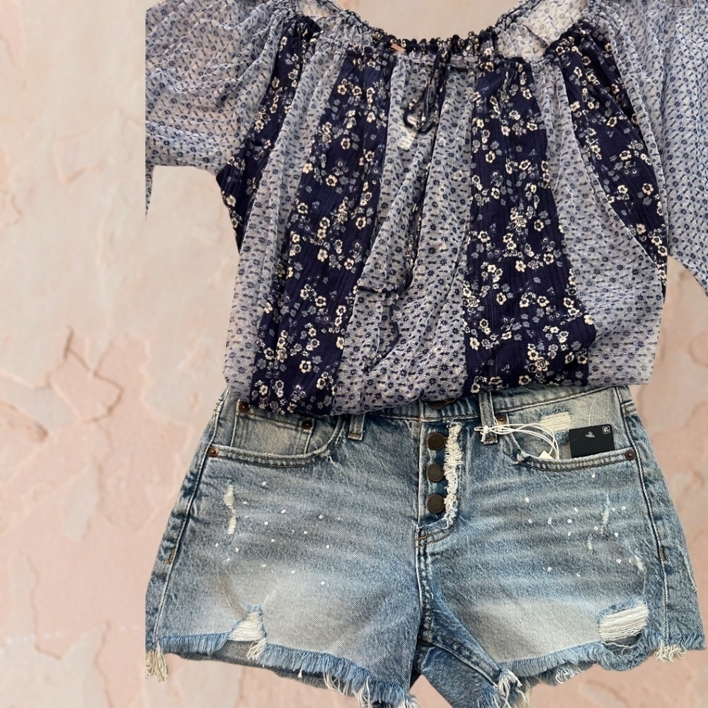 FREE PEOPLE Because I Love You OVERSIZED Flowy Contrast-Fabric Tunic Top NWT/Md - Picture 9 of 13